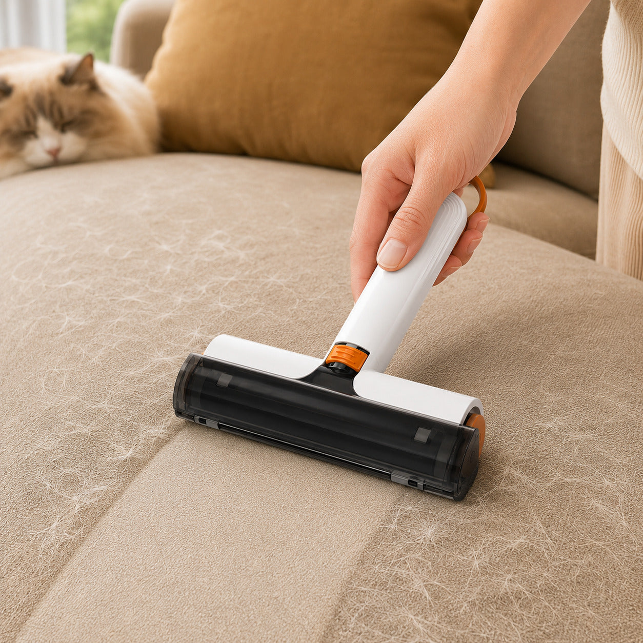 Reusable 2-in-1 pet hair removal roller cleaning furniture
